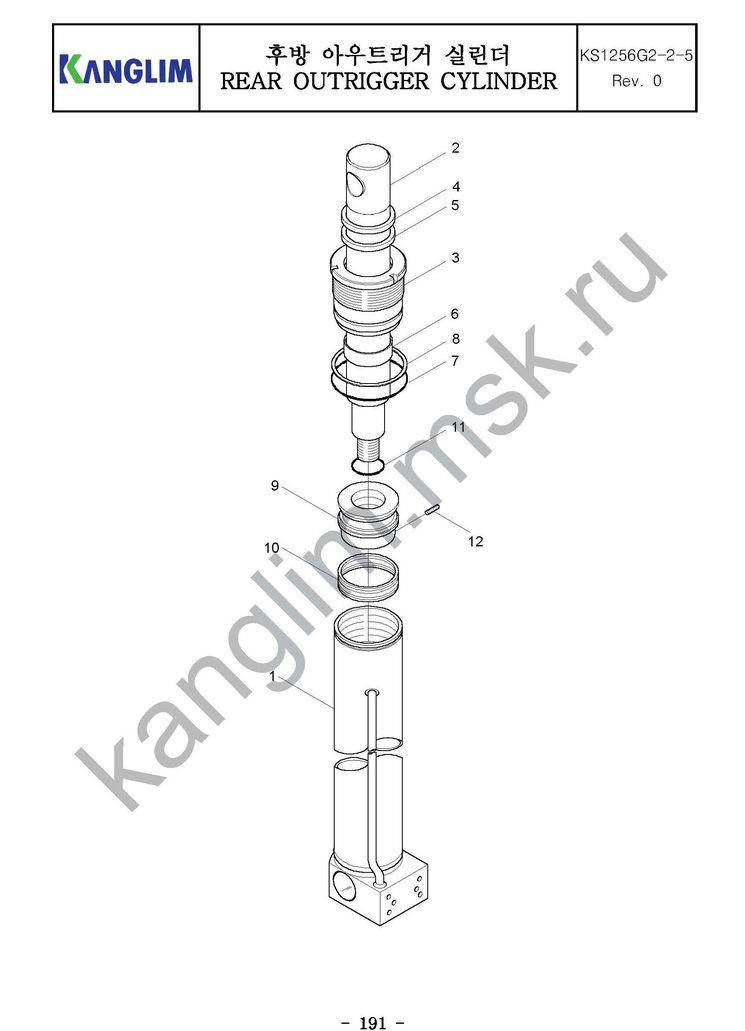 Kanglim KS1256G-II гидроцилиндр опускания задней опоры Kanglim KS1256G-II гидроцилиндр опускания задней опоры