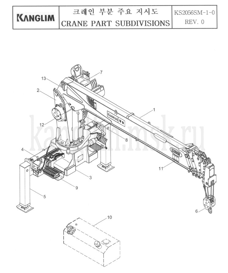 Kanglim KS 2056 2057 SM основные части крана Kanglim KS 2056 2057 SM основные части крана