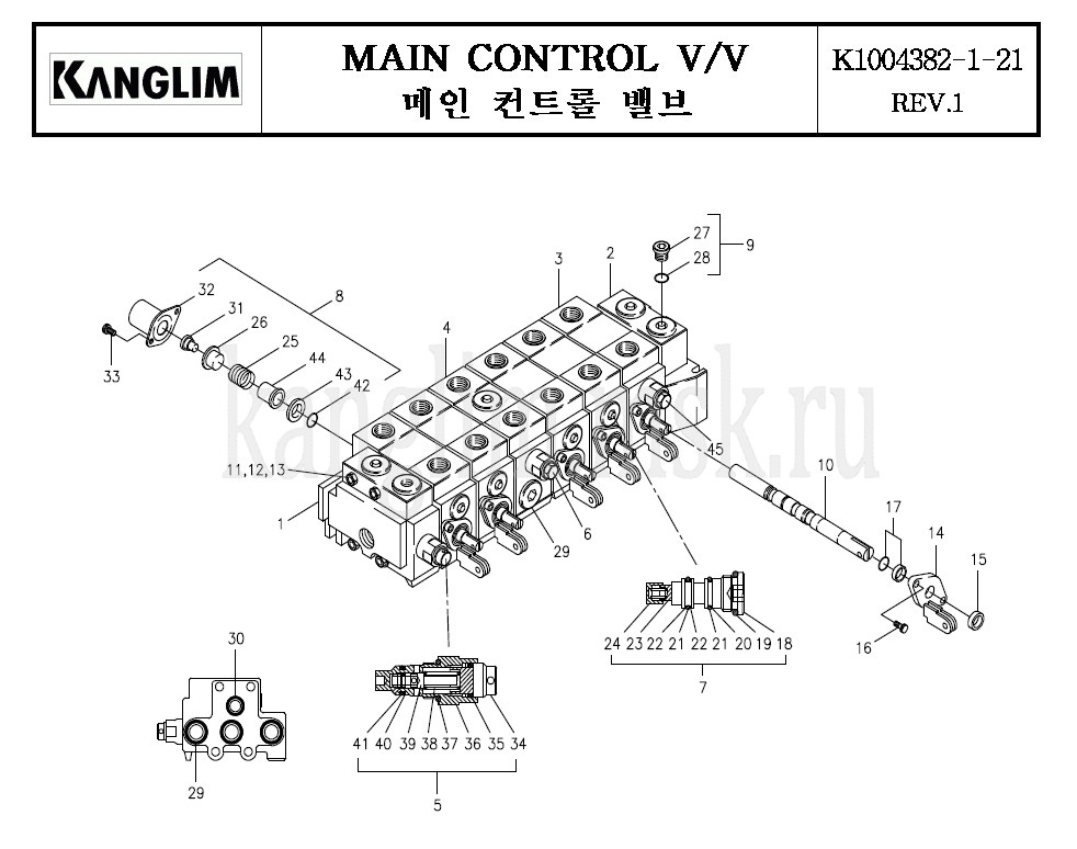 Kanglim KS 5206 распределитель управления краном-манипулятором Kanglim KS 5206 распределитель управления краном-манипулятором