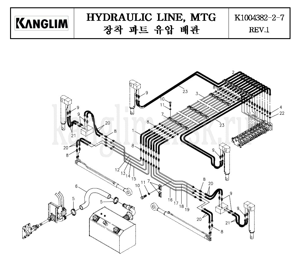 Kanglim KS 3105 гидролиния нижняя часть Kanglim KS 3105 гидролиния нижняя часть