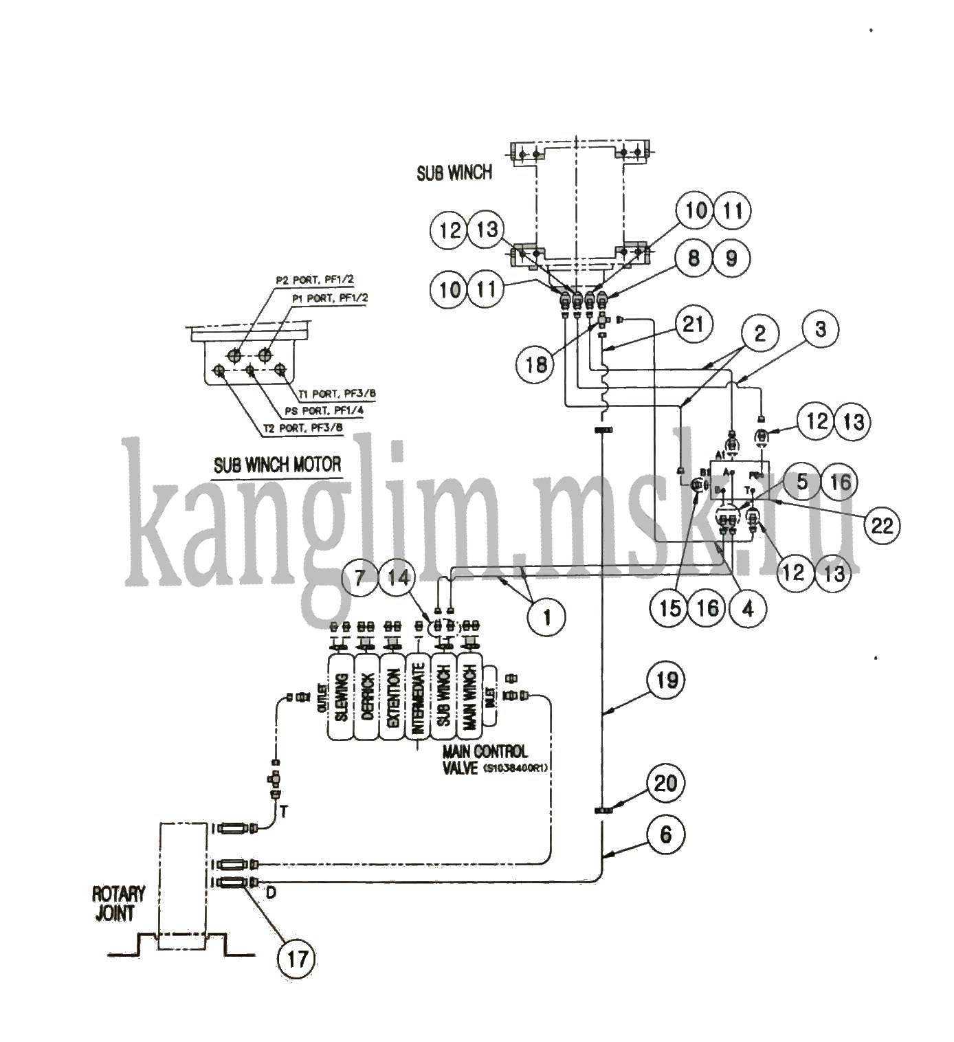 Kanglim KS 5206 гидролиния дополнительной лебедки Kanglim KS 5206 гидролиния дополнительной лебедки