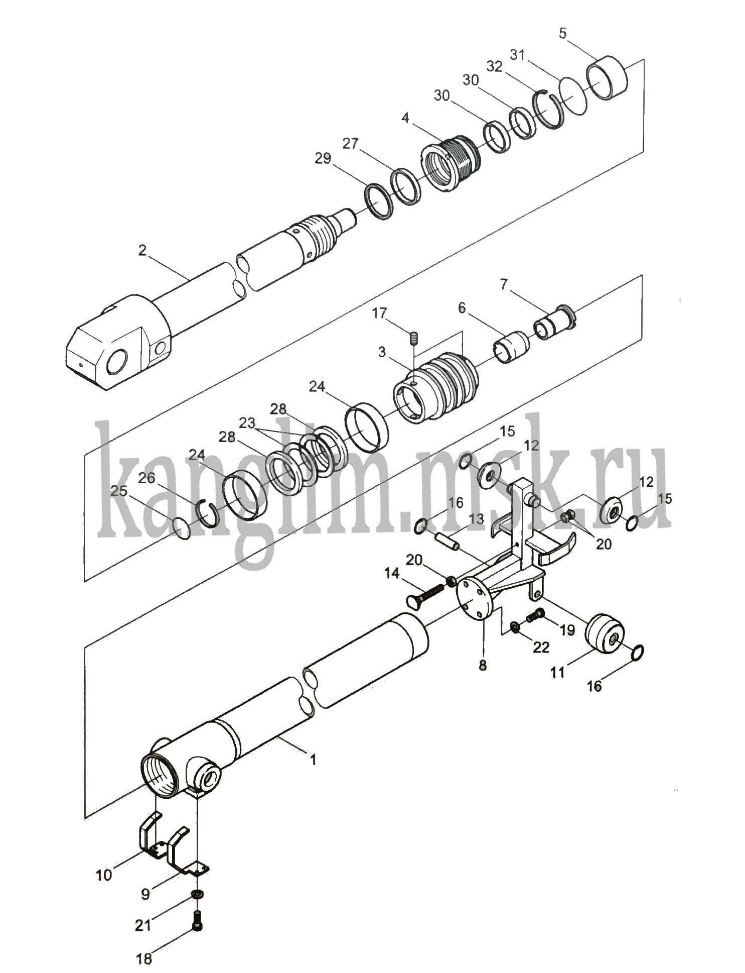 Kanglim KS 5206 3-ий гидроцилиндр выдвижения стрелы Kanglim KS 5206 3-ий гидроцилиндр выдвижения стрелы